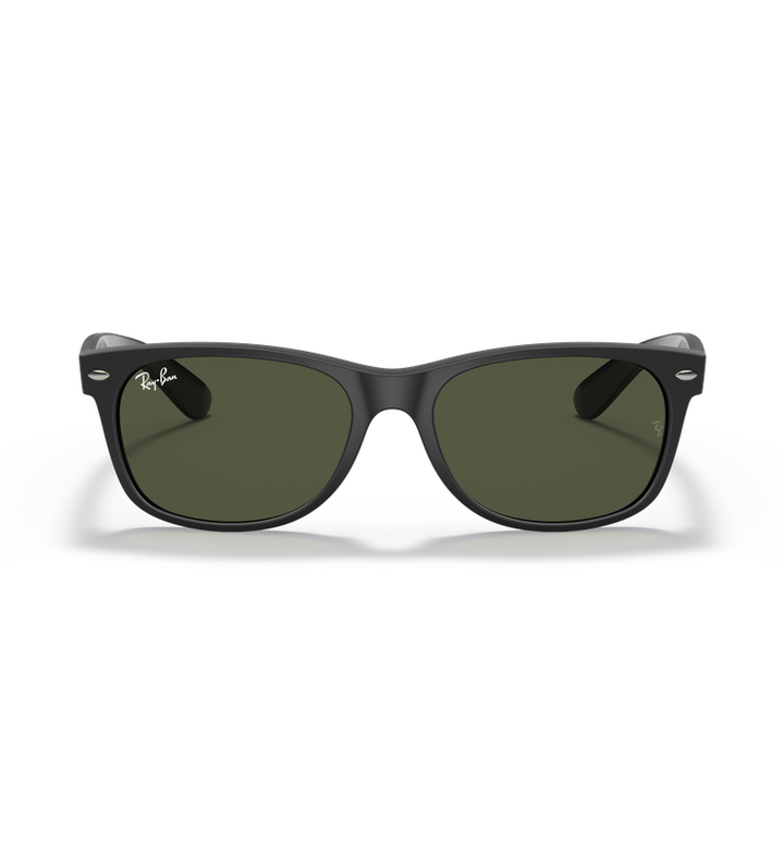 Ray-Ban New Wayfarer RB2132 occhiali da sole nero opaco con lenti verde G-15 - vista frontale