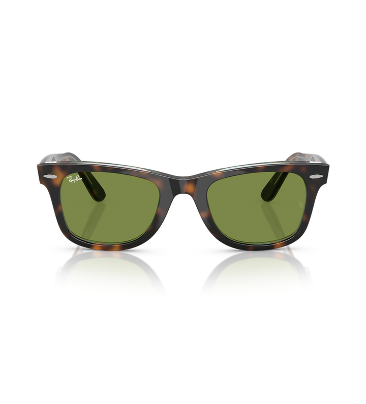 Ray-Ban Original Wayfarer Classic - Rb2140 occhiali da sole tartarugato lucido con lenti verde chiaro - vista frontale