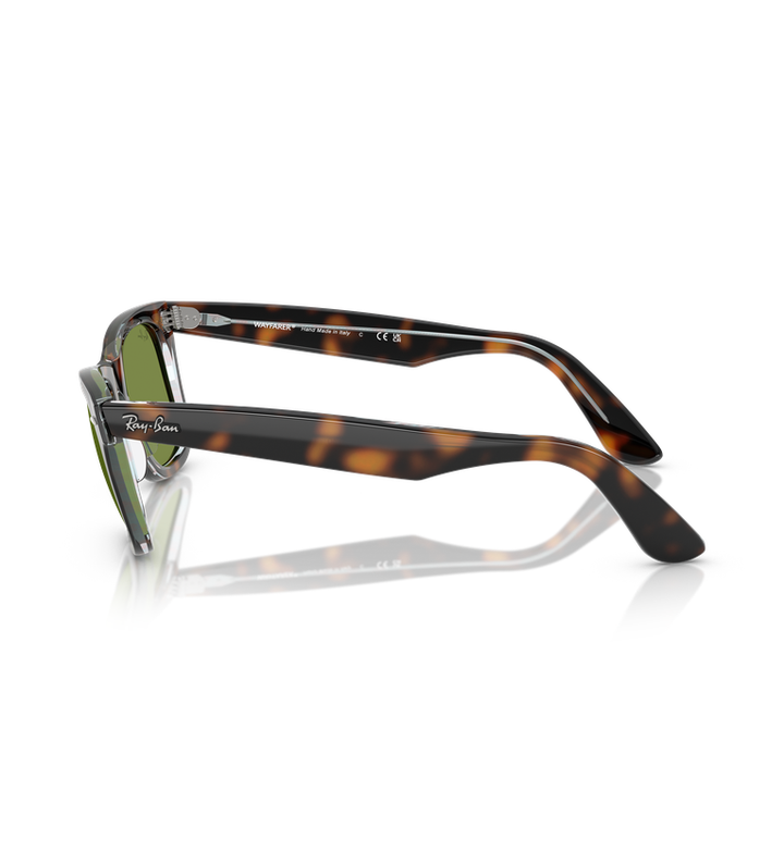 Ray-Ban Original Wayfarer Classic - Rb2140 occhiali da sole tartarugato lucido con lenti verde chiaro - vista laterale