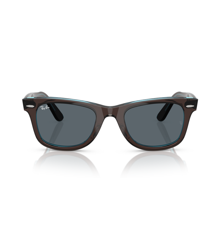 Ray-Ban Original Wayfarer Classic - Rb2140 occhiali da sole marrone su azzurro lucido con lenti blu - vista frontale