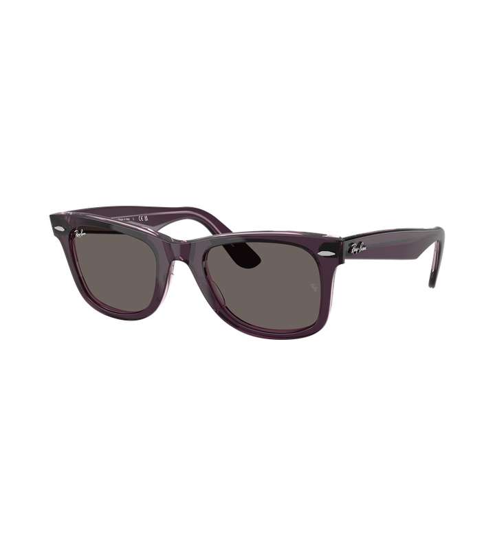 Ray-Ban Original Wayfarer Classic - Rb2140 occhiali da sole bordeaux trasparente con lenti grigio scuro - vista 3/4