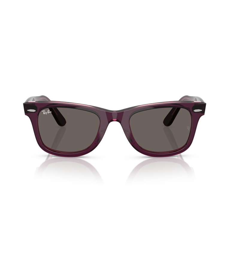 Ray-Ban Original Wayfarer Classic - Rb2140 occhiali da sole bordeaux trasparente con lenti grigio scuro - vista frontale