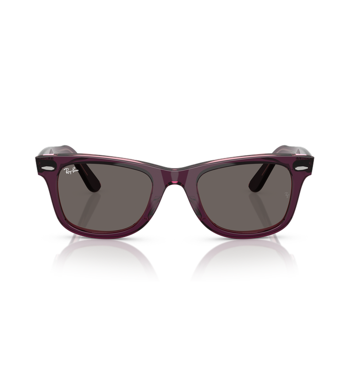 Ray-Ban Original Wayfarer Classic - Rb2140 occhiali da sole bordeaux trasparente con lenti grigio scuro - vista frontale