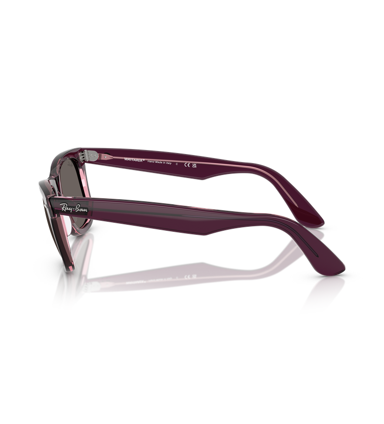 Ray-Ban Original Wayfarer Classic - Rb2140 occhiali da sole bordeaux trasparente con lenti grigio scuro - vista laterale