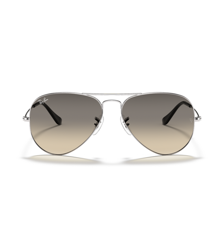 Ray-Ban Aviator Classic RB3025 occhiali da sole a goccia argento con lenti grigio sfumato - vista frontale