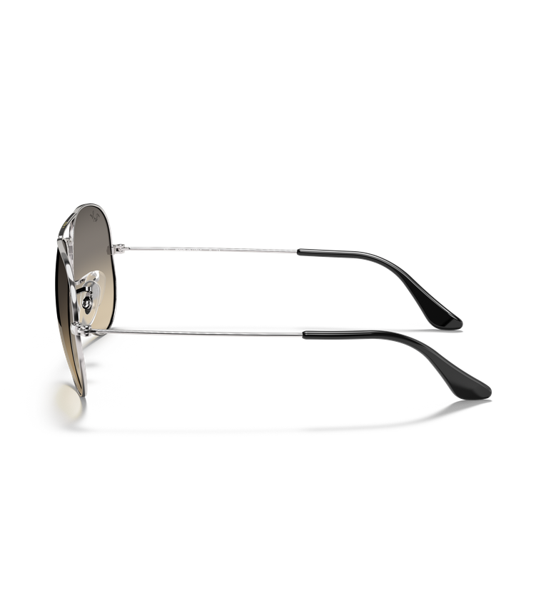 Ray-Ban Aviator Classic RB3025 occhiali da sole a goccia argento con lenti grigio sfumato - vista laterale