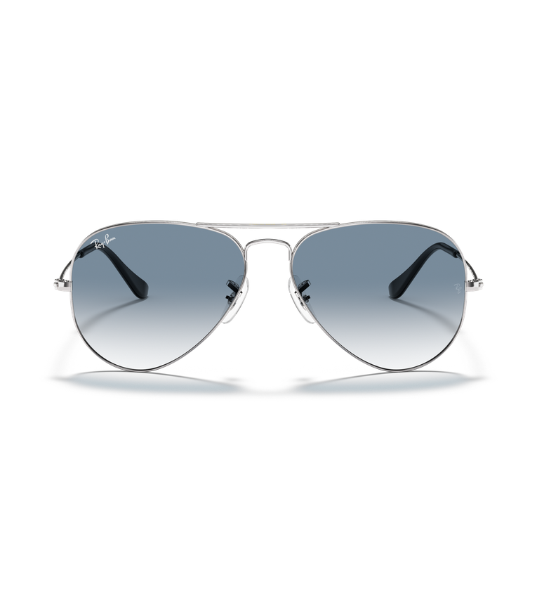 Ray-Ban Aviator Classic RB3025 occhiali da sole a goccia argento con lenti azzurro sfumato - vista frontale