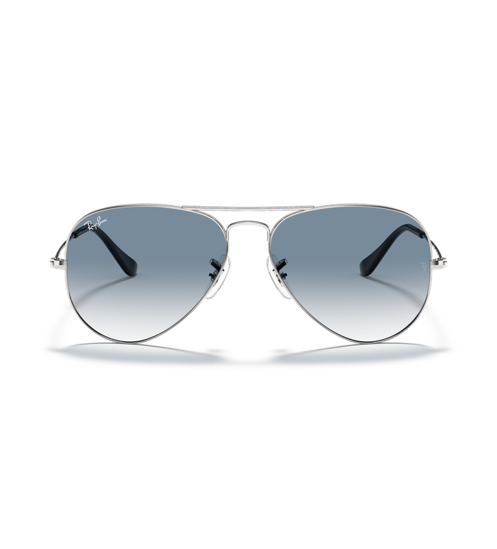 Ray-Ban Aviator Classic RB3025 occhiali da sole a goccia argento con lenti azzurro sfumato - vista frontale