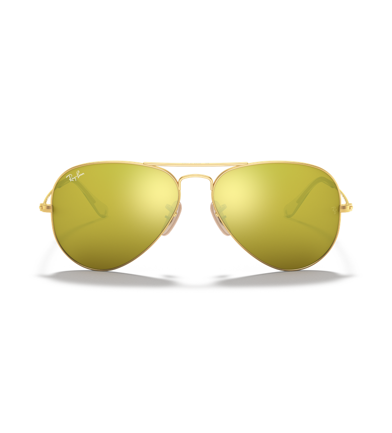 Ray-Ban Aviator Classic RB3025 occhiali da sole a goccia oro opaco con lenti oro specchiato - vista frontale