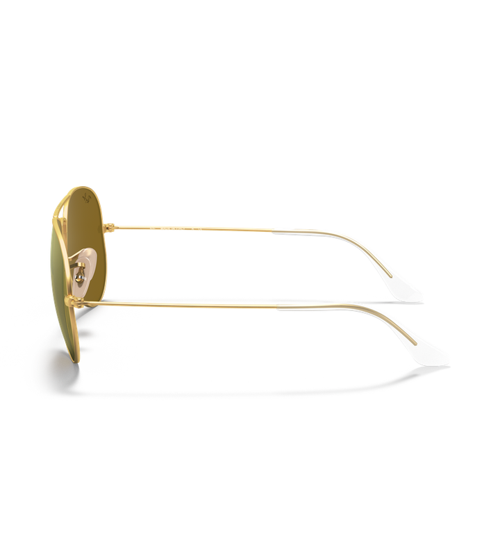 Ray-Ban Aviator Classic RB3025 occhiali da sole a goccia oro opaco con lenti oro specchiato - vista laterale