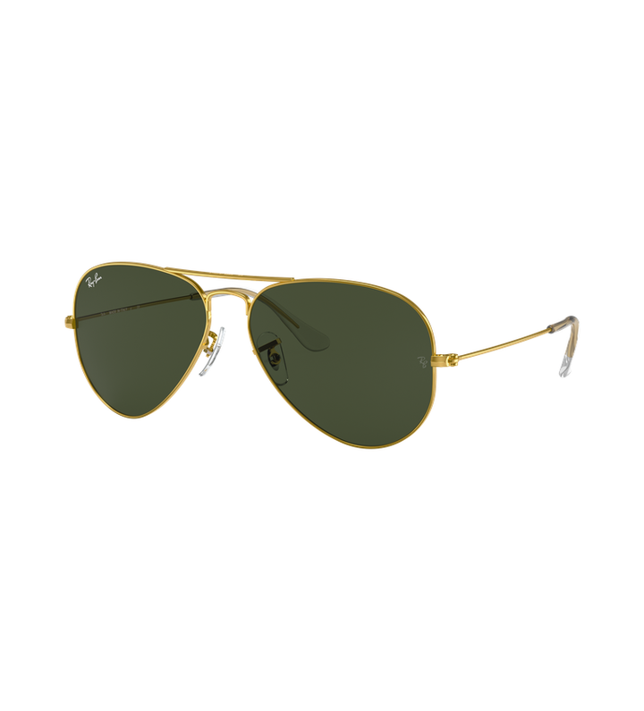 Ray-Ban Aviator Classic RB3025 occhiali da sole a goccia oro con lenti verde G-15 - vista 3/4