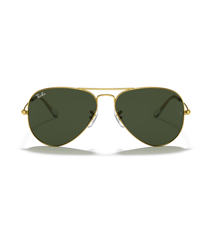 Ray-Ban Aviator Classic RB3025 occhiali da sole a goccia oro con lenti verde G-15 - vista frontale