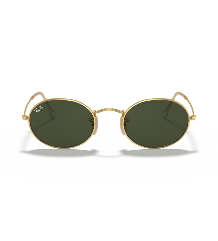 Ray-Ban Oval Metal RB3547 occhiali da sole ovali oro con lenti verde G-15 - vista frontale