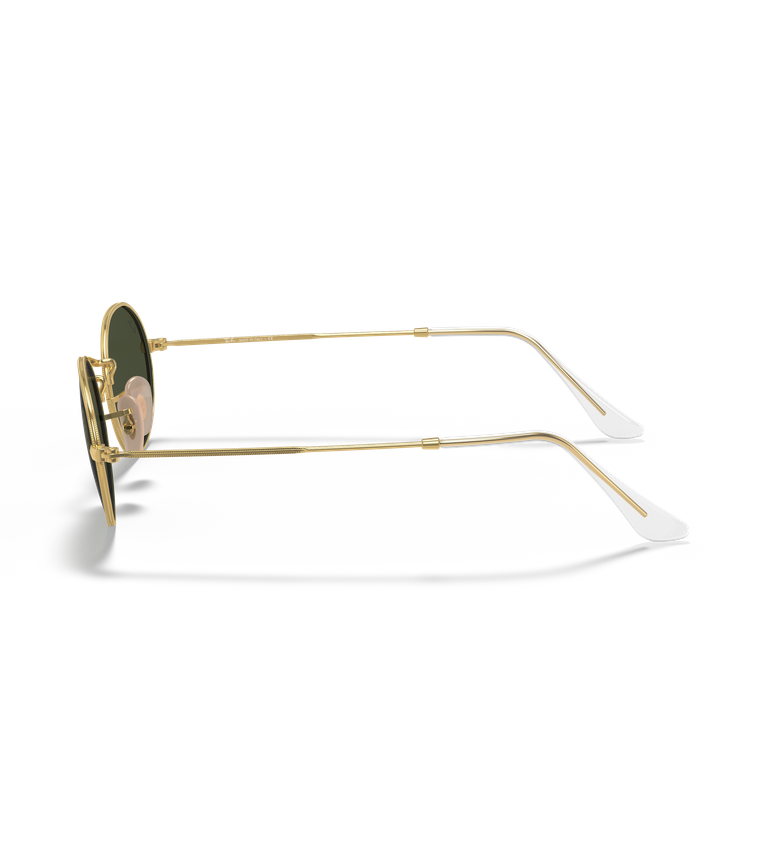 Ray-Ban Oval Metal RB3547 occhiali da sole ovali oro con lenti verde G-15 - vista laterale
