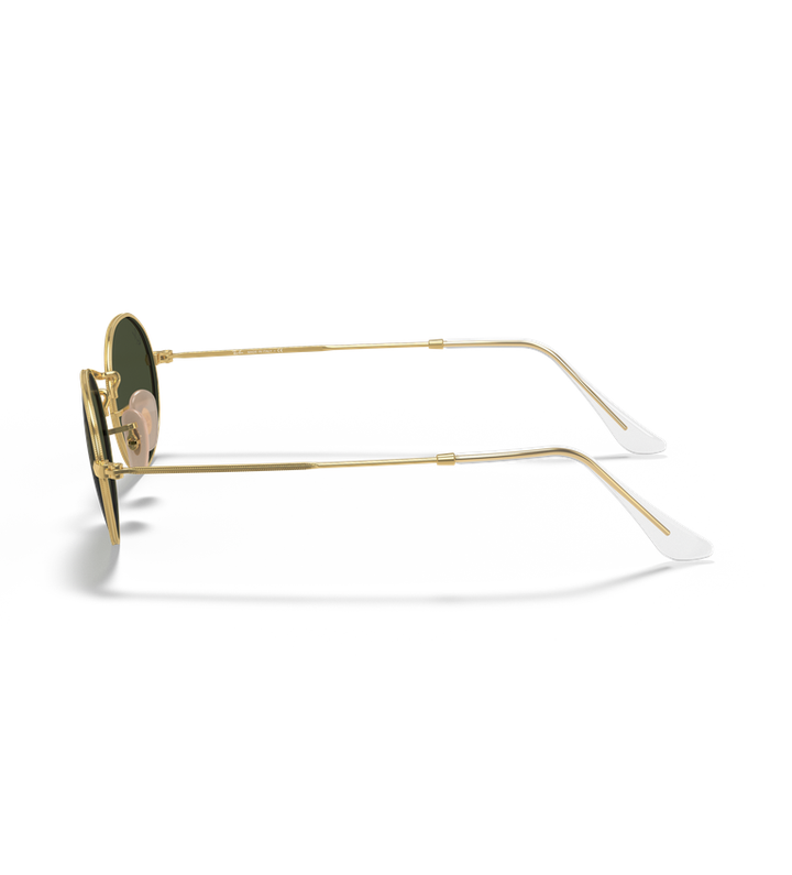 Ray-Ban Oval Metal RB3547 occhiali da sole ovali oro con lenti verde G-15 - vista laterale