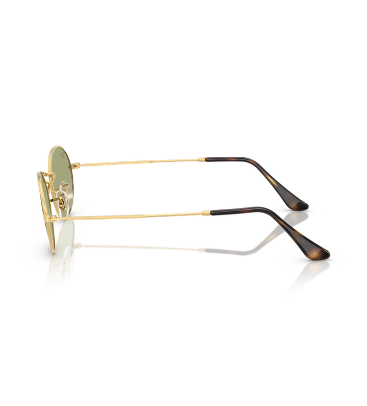Ray-Ban Oval Metal RB3547 occhiali da sole ovali oro con lenti verde chiaro - vista laterale