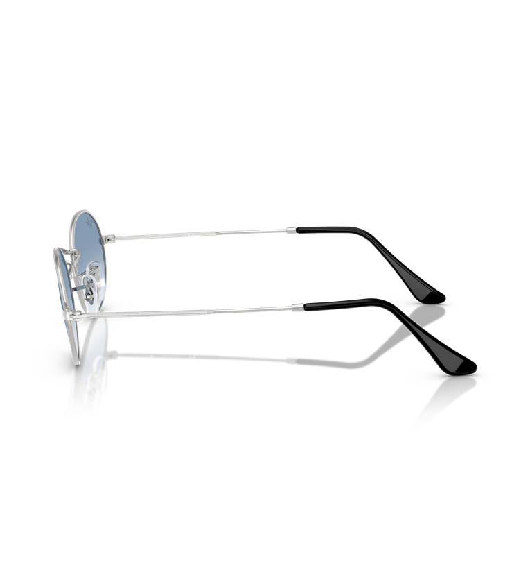 Ray-Ban Oval Metal RB3547 occhiali da sole ovali argento con lenti azzurro sfumato - vista laterale