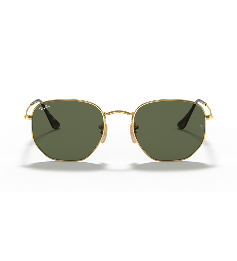 Ray-Ban Hexagonal Flat Lenses RB3548N occhiali da sole oro con lenti verde G-15 - vista frontale