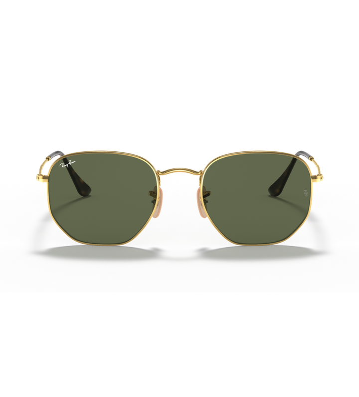 Ray-Ban Hexagonal Flat Lenses RB3548N occhiali da sole oro con lenti verde G-15 - vista frontale