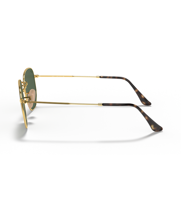 Ray-Ban Hexagonal Flat Lenses RB3548N occhiali da sole oro con lenti verde G-15 - vista laterale