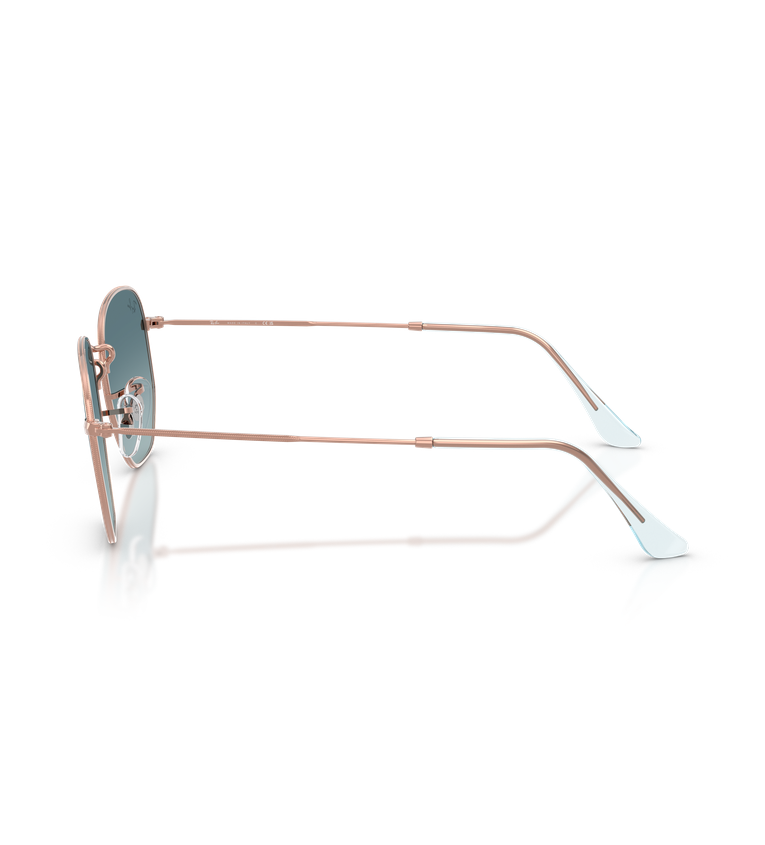 Ray-Ban Hexagonal Flat Lenses RB3548N occhiali da sole rame con lenti blu sfumato - vista laterale