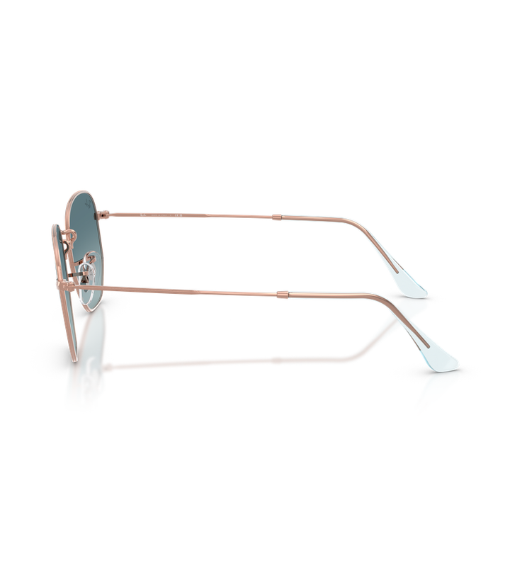 Ray-Ban Hexagonal Flat Lenses RB3548N occhiali da sole rame con lenti blu sfumato - vista laterale