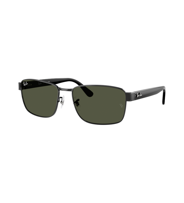 Ray-Ban RB3750 occhiali da sole nero con lenti verde G-15 - vista 3/4