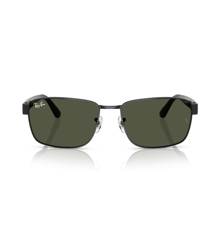 Ray-Ban RB3750 occhiali da sole nero con lenti verde G-15 - vista frontale
