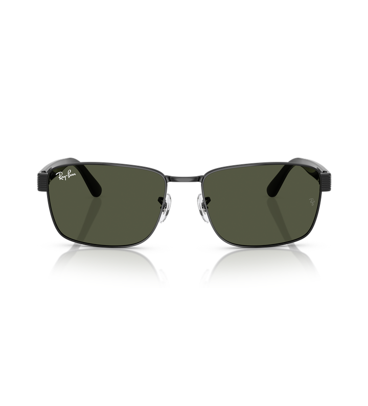 Ray-Ban RB3750 occhiali da sole nero con lenti verde G-15 - vista frontale
