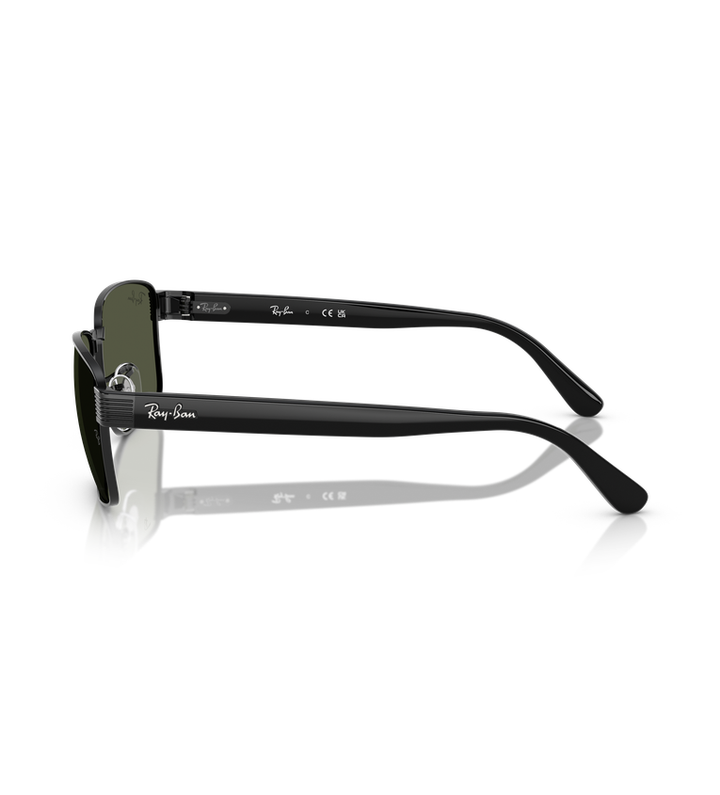 Ray-Ban RB3750 occhiali da sole nero con lenti verde G-15 - vista laterale