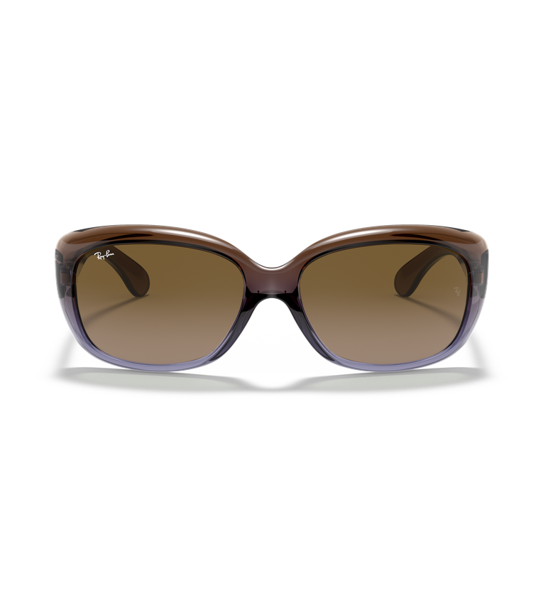 Ray-Ban Jackie Ohh RB4101 occhiali da sole a farfalla marrone su viola trasparente con lenti marrone sfumato - vista frontale