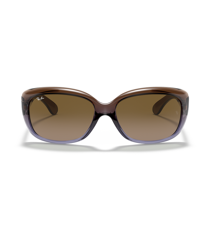 Ray-Ban Jackie Ohh RB4101 occhiali da sole a farfalla marrone su viola trasparente con lenti marrone sfumato - vista frontale
