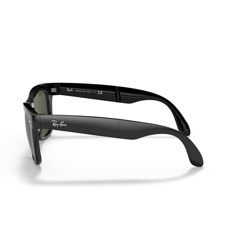 Ray-Ban Wayfarer Folding Classic RB4105 occhiali da sole squadrati nero lucido con lenti verde G-15 - vista laterale