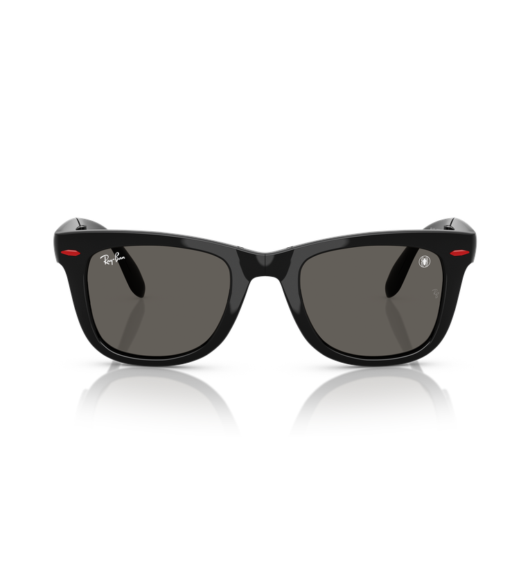 Ray-Ban Wayfarer Folding Classic RB4105 occhiali da sole squadrati nero lucido con lenti grigio scuro - vista frontale