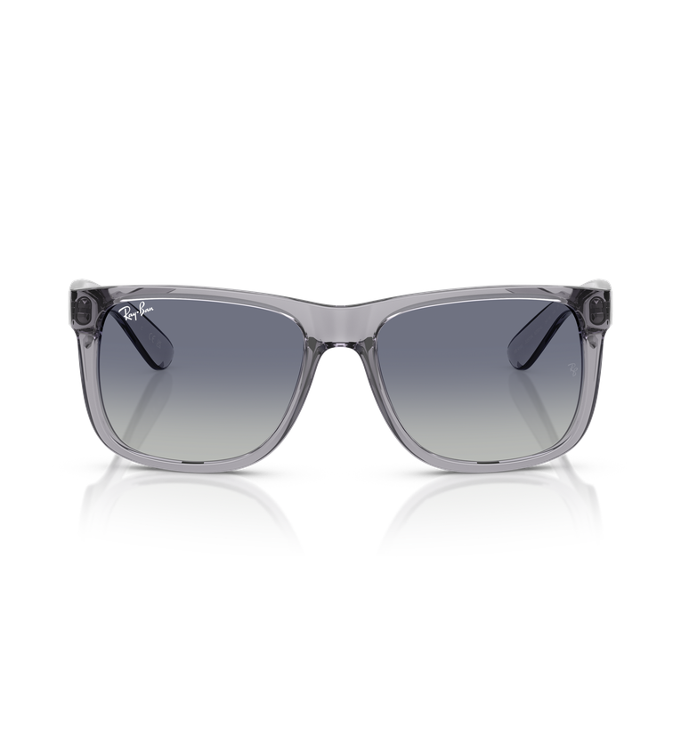 Ray-Ban Justin Classic RB4165 occhiali da sole squadrati grigio trasparente con lenti blu sfumato - vista frontale