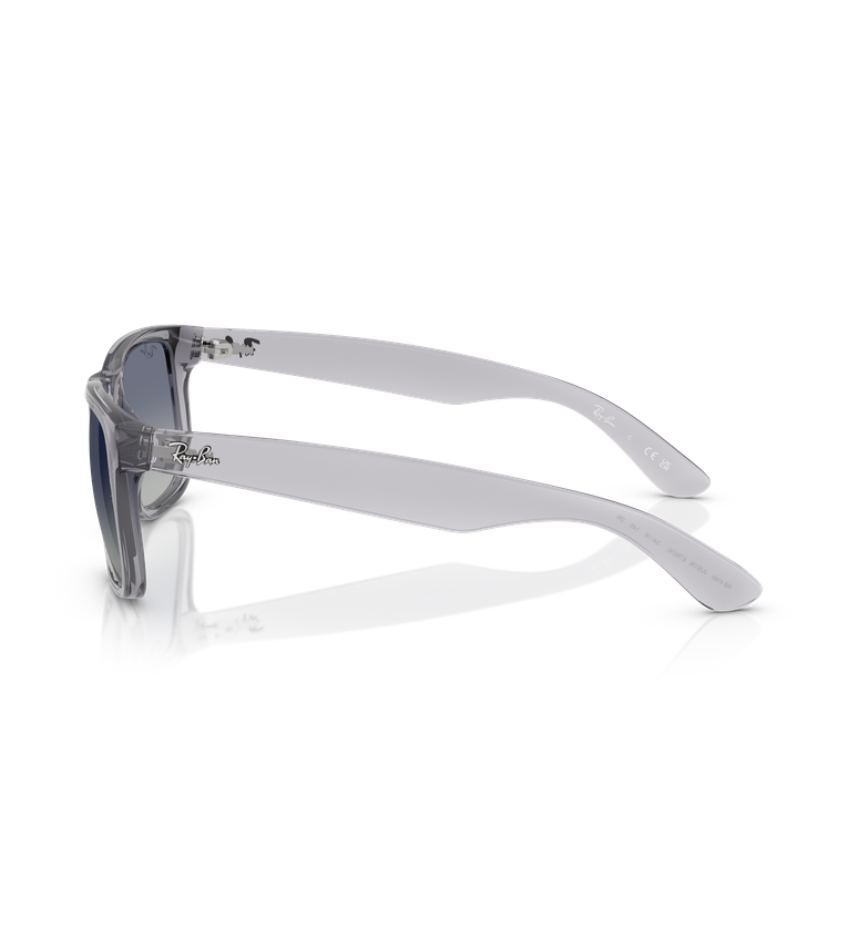Ray-Ban Justin Classic RB4165 occhiali da sole squadrati grigio trasparente con lenti blu sfumato - vista laterale
