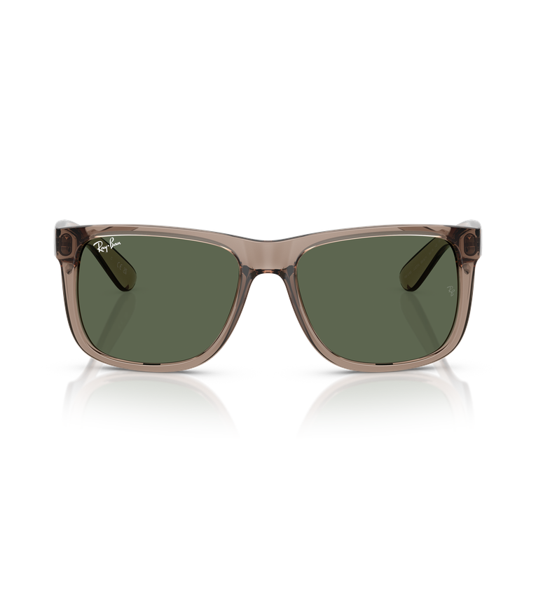 Ray-Ban Justin Classic RB4165 occhiali da sole squadrati marrone trasparente con lenti verde G-15 - vista frontale