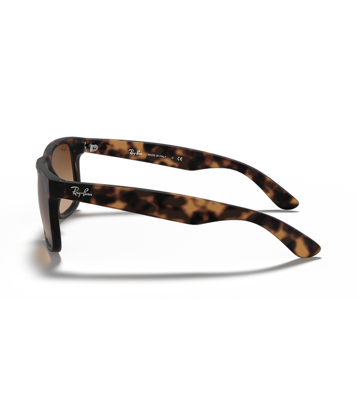 Ray-Ban Justin Classic RB4165 occhiali da sole squadrati tartarugato chiaro con lenti marrone sfumato - vista laterale
