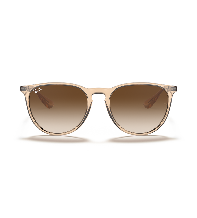 Ray-Ban Erika Classic RB4171 occhiali da sole rotondi beige trasparente con lenti marrone sfumato - vista frontale