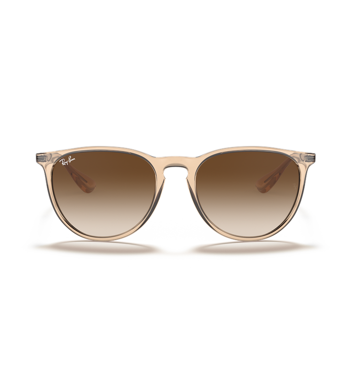 Ray-Ban Erika Classic RB4171 occhiali da sole rotondi beige trasparente con lenti marrone sfumato - vista frontale