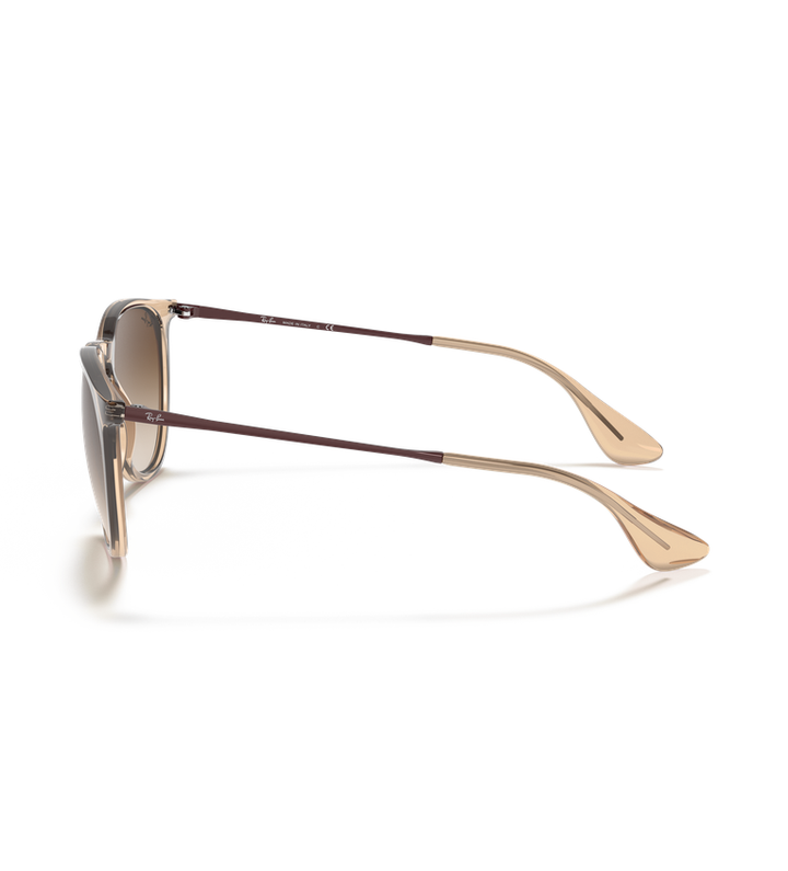 Ray-Ban Erika Classic RB4171 occhiali da sole rotondi beige trasparente con lenti marrone sfumato - vista laterale