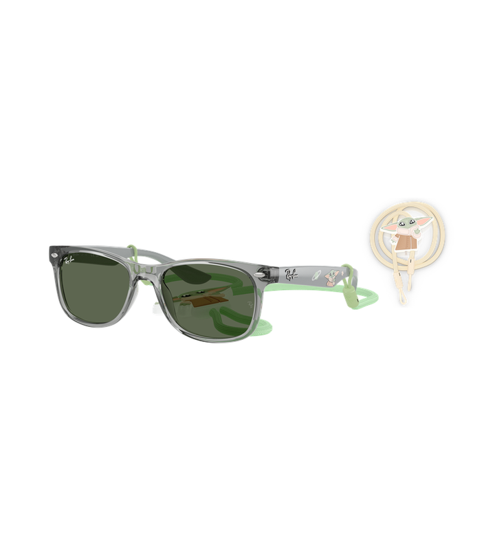 Ray-Ban New Wayfarer Junior - RJ9052S occhiali da sole grigio trasparente con lenti verde - vista 3/4