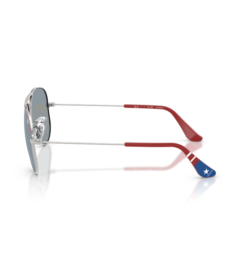 Ray-Ban Aviator Junior - RJ9506S occhiali da sole argento e rosso con lenti argento specchiato - vista laterale
