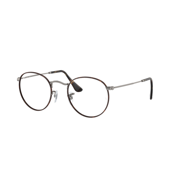 Ray-Ban Round Metal Optics - Rx3447 occhiali da vista marrone su canna di fucile - vista 3/4