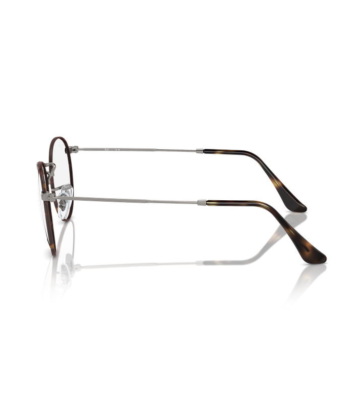Ray-Ban Round Metal Optics - Rx3447 occhiali da vista marrone su canna di fucile - vista laterale
