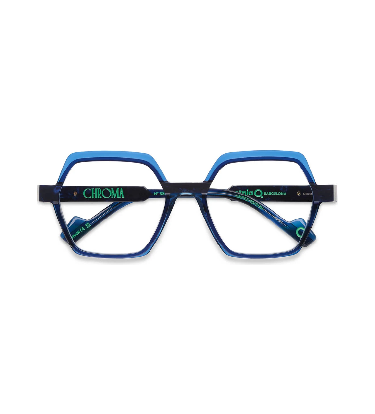 Etnia Barcelona Chroma N38 DB occhiale da vista donna esagonale in acetato blu - vista frontale