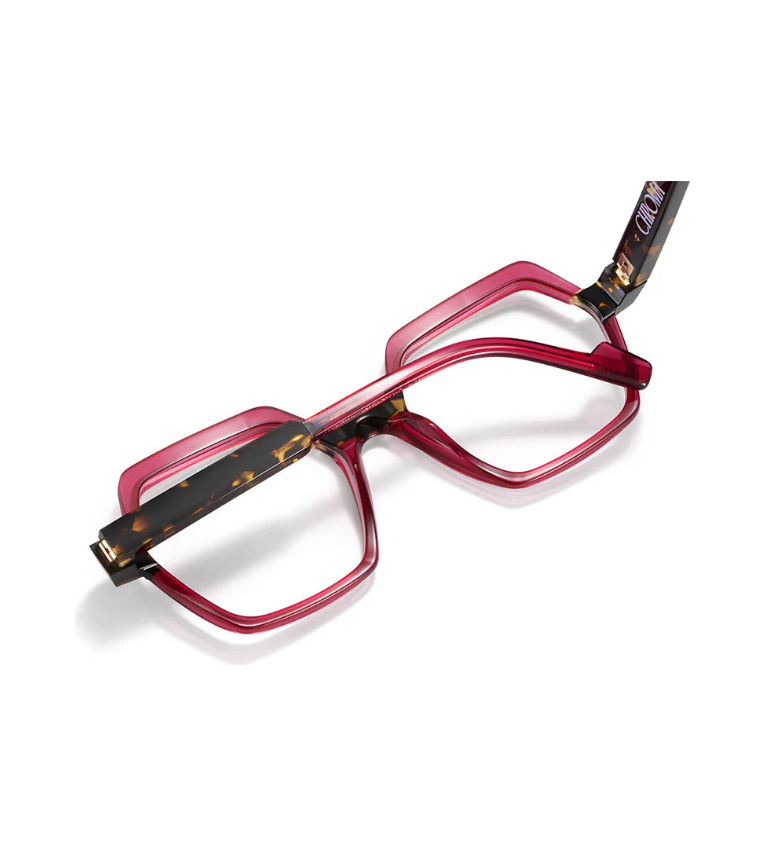 Etnia Barcelona Chroma N38 RDHV occhiale da vista donna esagonale in acetato rosso e tartarugato - vista retro