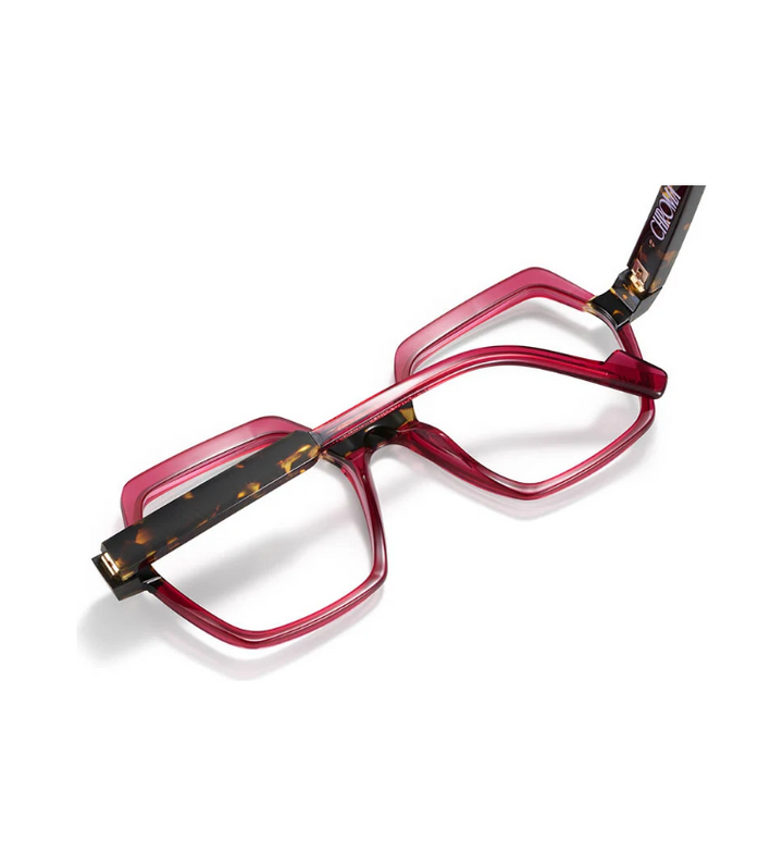 Etnia Barcelona Chroma N38 RDHV occhiale da vista donna esagonale in acetato rosso e tartarugato - vista retro