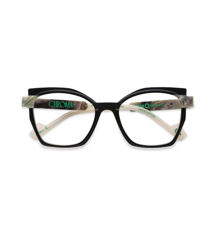 Etnia Barcelona Chroma N39 BKGY occhiale da vista donna cat-eye in acetato nero e grigio - vista frontale