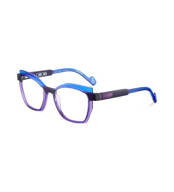 Etnia Barcelona Chroma N39 BLPU occhiale da vista donna cat-eye in acetato blu e viola - vista 3/4